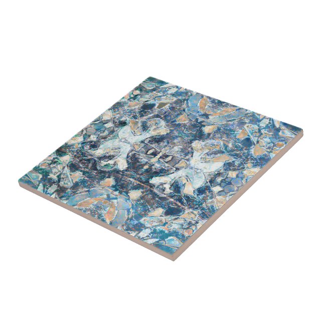 Indianisches amerikanisches Tribal Classic Blue Ta Fliese (Seite)