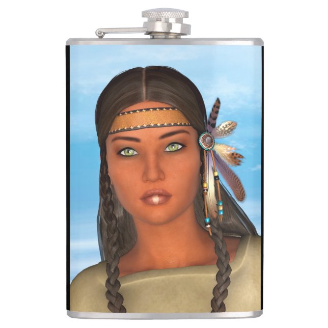 Indianisches Mädchen Flachmann (Vorderseite)