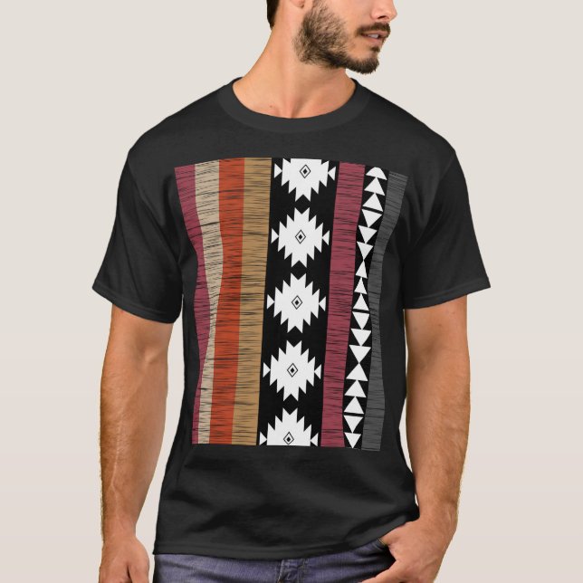 Indianisches Muster für farbenfrohe Linien T-Shirt (Vorderseite)