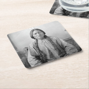 Indianisches Symbol: Lakota-Führer Sitting Bull Rechteckiger Pappuntersetzer