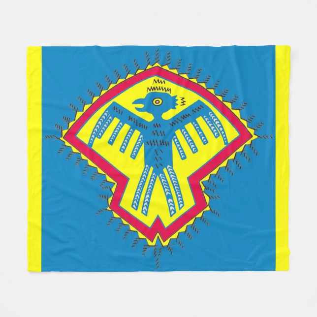 Indianisches Vogelsymbol Fleecedecke (Vorderseite (Horizontal))