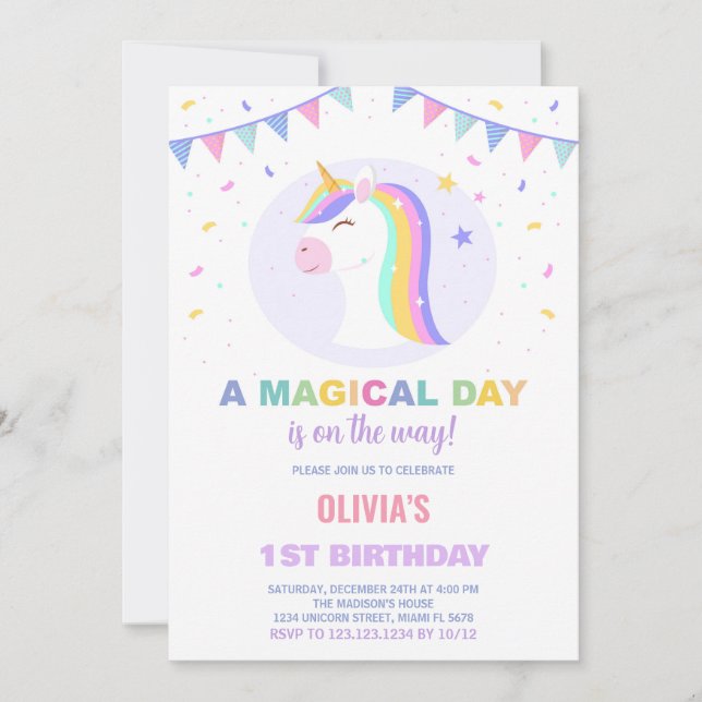 Indicateurs Unicorn Invitations d'anniversaire (Devant)