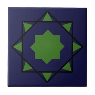  Indidigo-grüne morokkanische geometrische Pentago Fliese