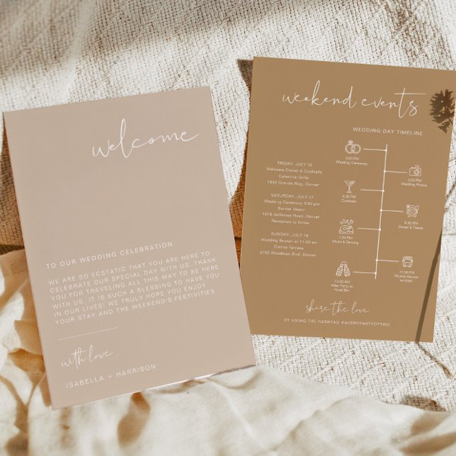 INDIE Bohême Beige Welcome Letter Carte Timeline (Créateur téléchargé)