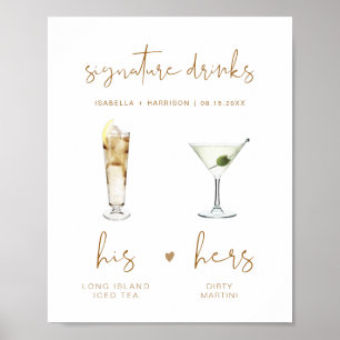 Indie-Boheme-Signatur-Getränk-Hochzeitsbar-Plakat Poster