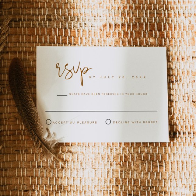 INDIE Bohemian Beige Terracotta Wedding Carte RSVP (Créateur téléchargé)
