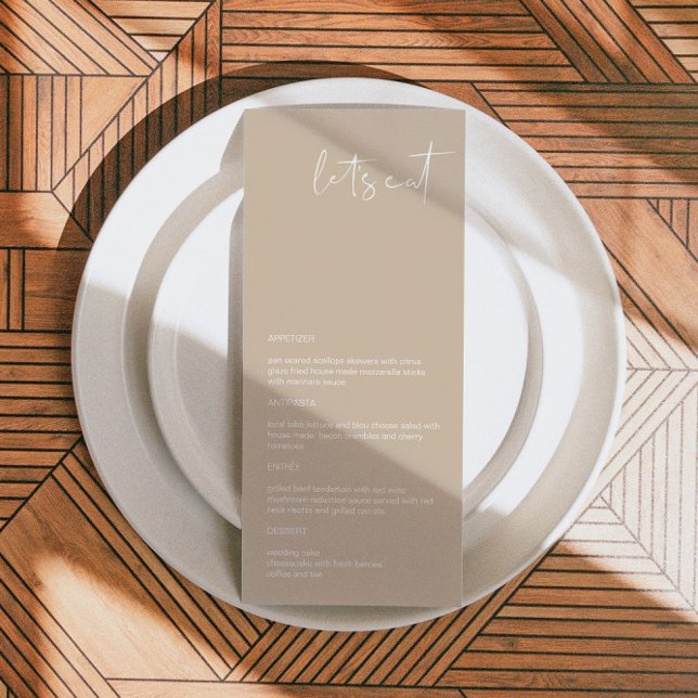 INDIE Bohemian Earth Tone Taupe Menu Mariage (Créateur téléchargé)