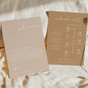 INDIE Bohemisch Beige Begrüßungsbrief-Zeitkarte Menükarte