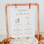 INDIE Bohemisch Cocktail Signature Drink Bar Menu Poster<br><div class="desc">Dieses elegante, handgeschriebene, orangefarbene Schriftart und das moderne minimalistische Design zeichnen dieses Getränk- und Bar-Menuzeichen aus. Die Aquarellbilder sind handgefertigt und 15 beliebte Getränke sind hier in dieser Liste enthalten. Klicken Sie auf die Schaltfläche "Bearbeiten mit dem Design-Tool" im Bereich Personalisierung, um die darin enthaltenen Getränke anzuzeigen. Jedes Getränk ist...</div>