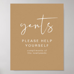 INDIE Boho Beige Gents Badezimmer Toilettenartikel Poster