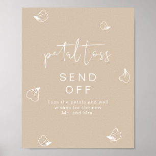 INDIE Boho Beige Wedding Petal Toss Absenden Poster