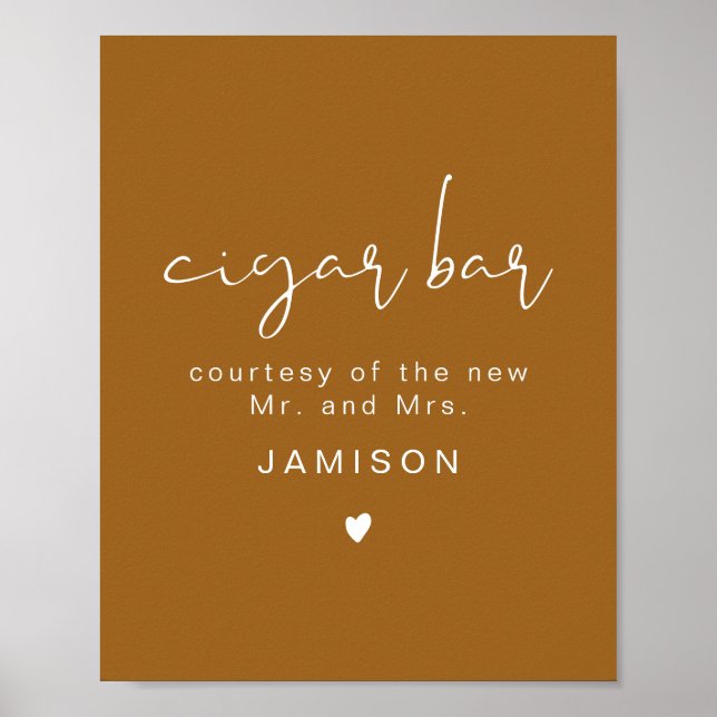 INDIE Boho Burnt Orange Wedding Cigar Bar Poster (Vorne)