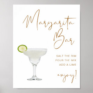 INDIE Boho Minimalistisch Margarita Bar Sign Poster