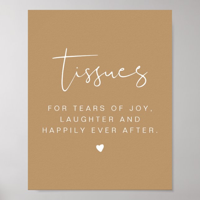 INDIE Boho Minimalistisch Tissue Wedding Sign Poster (Vorne)