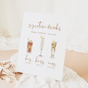 INDIE Boho Wasserfarbe Cocktail Signature Drink Pe Sockelschild