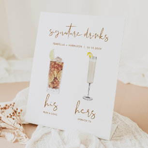 INDIE Boho Wasserfarbe Cocktail Signature Drink Sockelschild