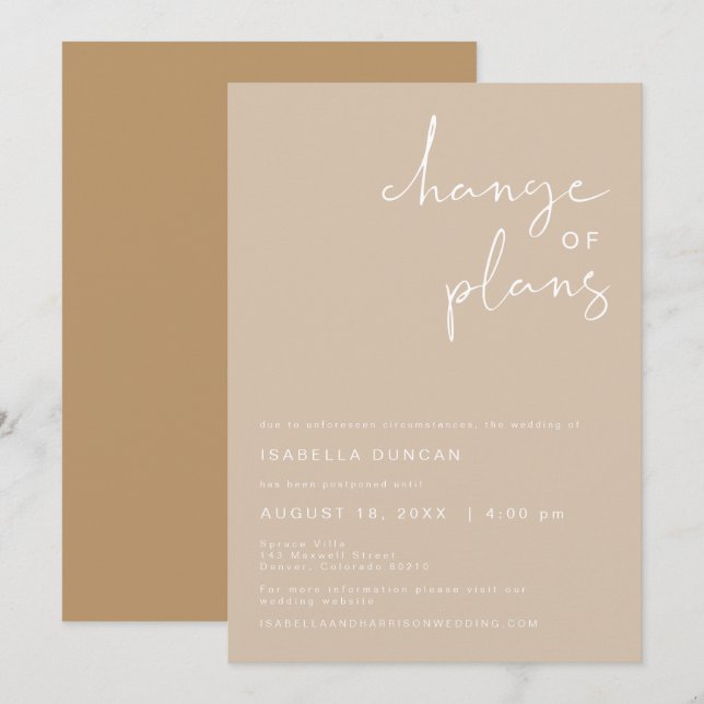 INDIE Boho Wedding Change Pläne Einladung (Vorne/Hinten)