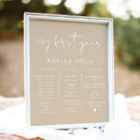 INDIE Modern Boho Beige Erster Jahr Meilenstein