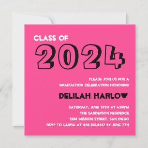 Indie Punk Retro Pink Foto Y2K Graduierungsparty Einladung