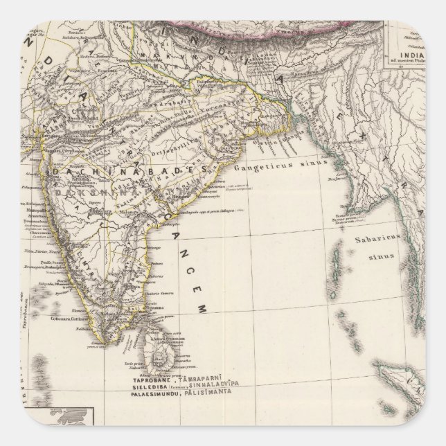 Indien 3 quadratischer aufkleber (Vorderseite)