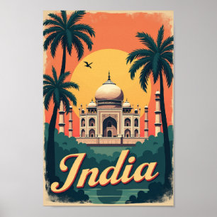 Indien – 70er Retro-Reise-Ästhetik Poster