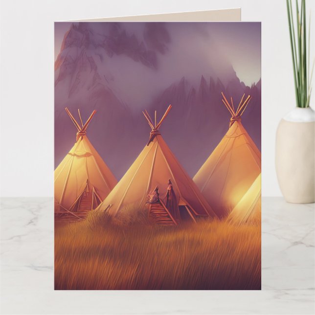 INDIEN AMÉRICAIN ATTEINT LA CARTE DE SALUT ART (Devant)