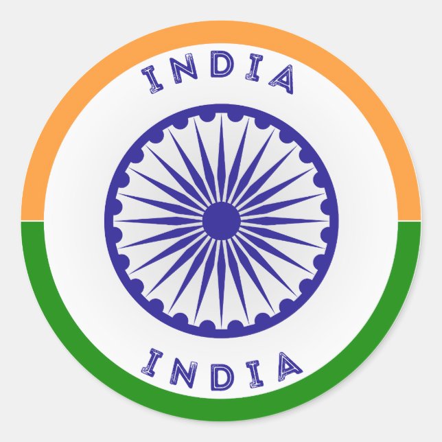Indien Ashoka Chakra Circle Shape Runder Aufkleber (Vorderseite)