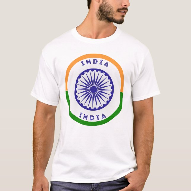 Indien Ashoka Chakra Circle Shape T-Shirt (Vorderseite)
