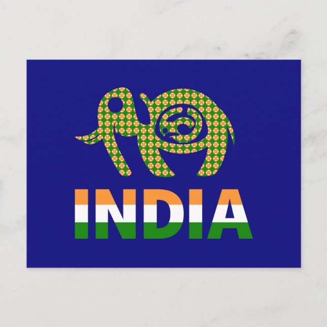 Indien, bemalter Elefant Postkarte (Vorderseite)