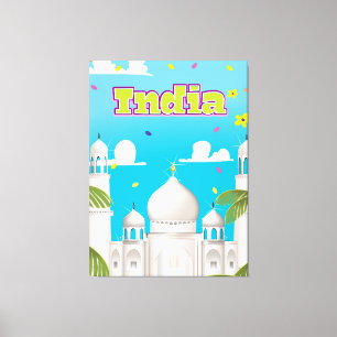 Indien Cartoon Reise Druck. Leinwanddruck