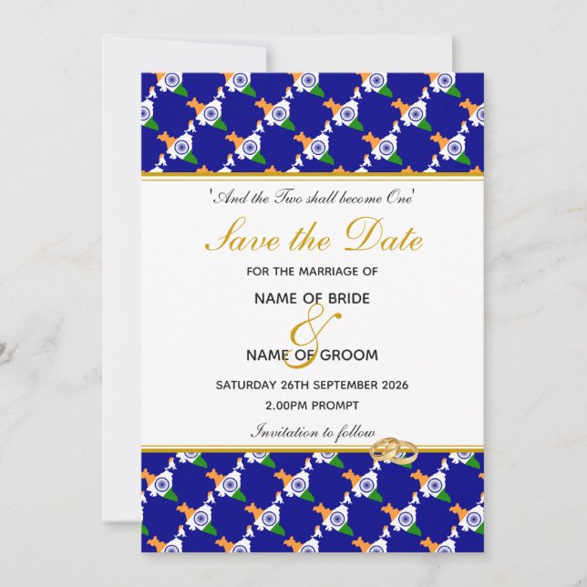 INDIEN Christliche Hochzeit Special Celebration BL Save The Date (Vorderseite)