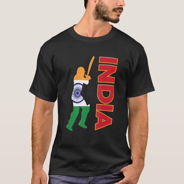 Indien Cricket India Flag Indisches Cricket Team C T-Shirt (Vorderseite)