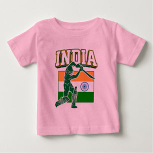Indien Cricket mit indischer Flagge Geschenk Baby T-shirt