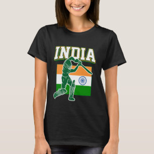 Indien Cricket mit indischer Flagge Geschenk T-Shirt