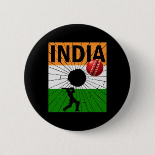 Indien Cricket Mit Indischer Flagge Pinselstrich A Button