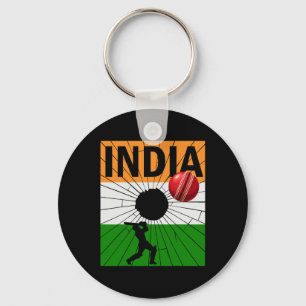 Indien Cricket Mit Indischer Flagge Pinselstrich A Schlüsselanhänger