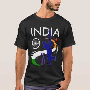 Indien Cricket Mit Indischer Flagge Pinselstrich A T-Shirt