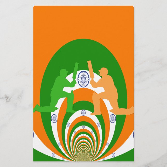 Indien Cricket Spirit: Abstraktes Design Briefpapier (Vorderseite)