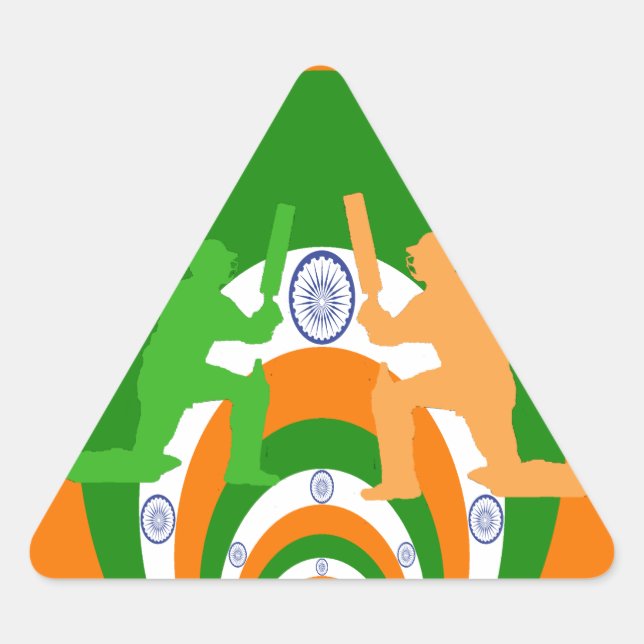 Indien Cricket Spirit: Abstraktes Design Dreieckiger Aufkleber (Vorderseite)