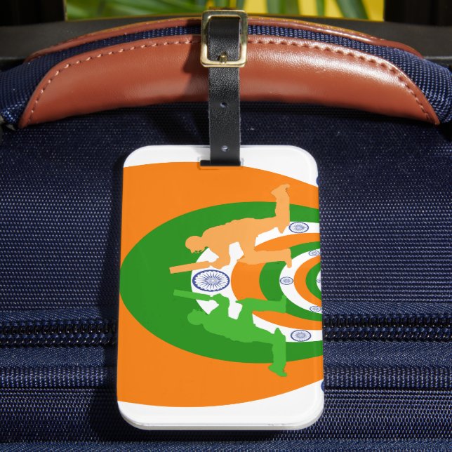 Indien Cricket Spirit: Abstraktes Design Gepäckanhänger (Vorderseite Insitu 2)