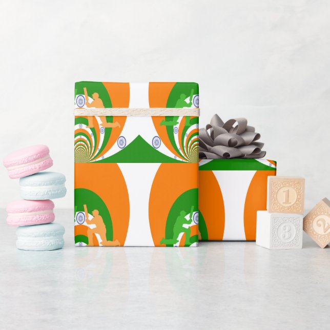 Indien Cricket Spirit: Abstraktes Design Geschenkpapier (Babyparty)