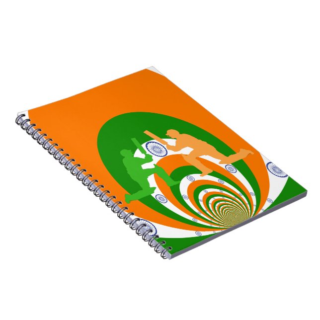 Indien Cricket Spirit: Abstraktes Design Notizblock (Rechte Seite)