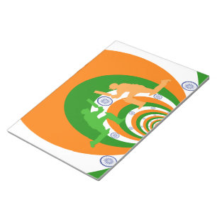 Indien Cricket Spirit: Abstraktes Design Notizblock