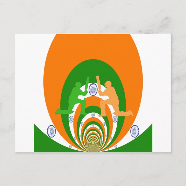 Indien Cricket Spirit: Abstraktes Design Postkarte (Vorderseite)