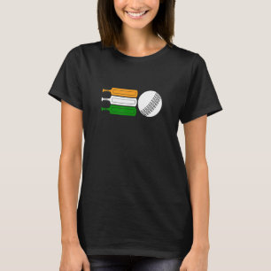 Indien Cricketspieler Ball Indische Flagge Cricket T-Shirt