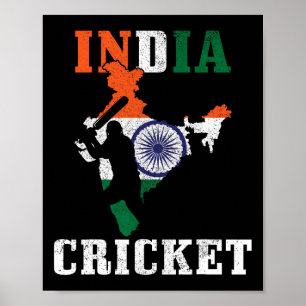 Indien Cricketspieler Sport Indische Flagge Cricke Poster