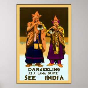 Indien ~ Darjeeling ~ Vintage Travel Poster