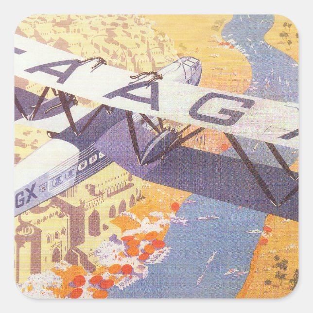 Indien durch Imperial Airways Quadratischer Aufkleber (Vorderseite)