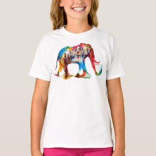 Indien Elefant Vintage Reise Liebe Wasserfarbe T-Shirt