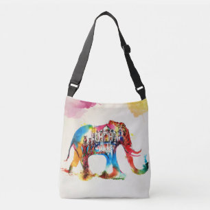 Indien Elefant Vintage Reise Liebe Wasserfarbe Tragetaschen Mit Langen Trägern